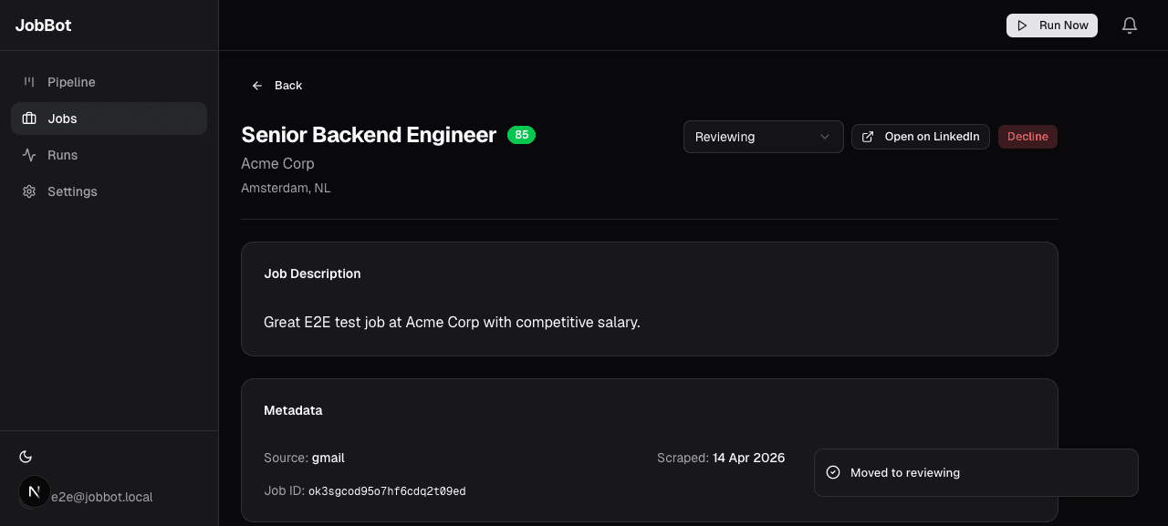 Jobot job detail — AI score and full scraped description